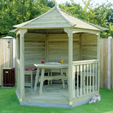 Gazebo 230 - Hexagonal, Pressure Treated, Slatted Roof