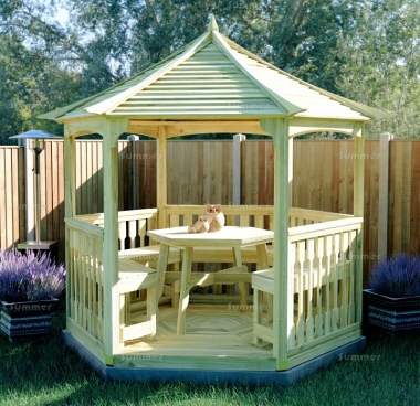 Gazebo 231 - Hexagonal, Pressure Treated, Slatted Roof